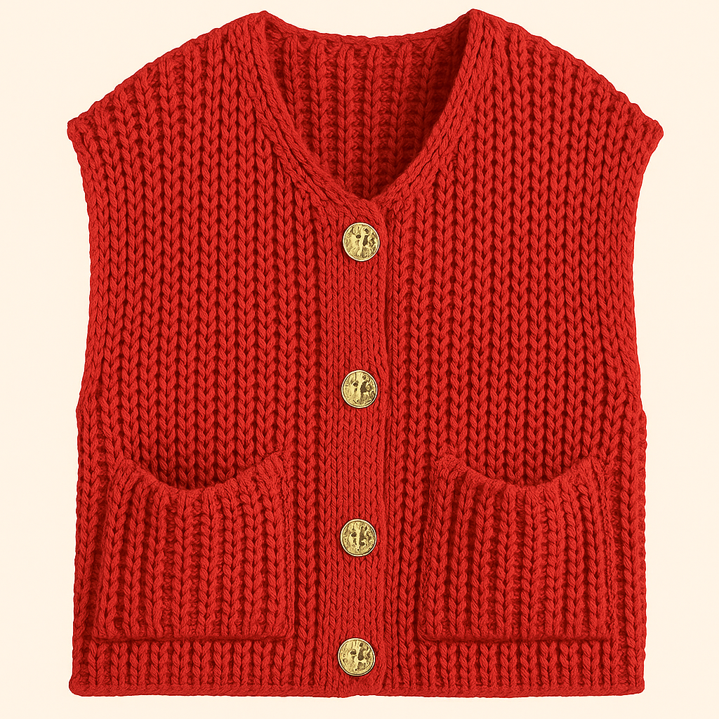 Gebreid Gilet met Knopen I Mathilde - Vanista
