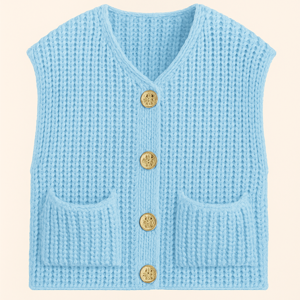 Gebreid Gilet met Knopen I Mathilde - Vanista