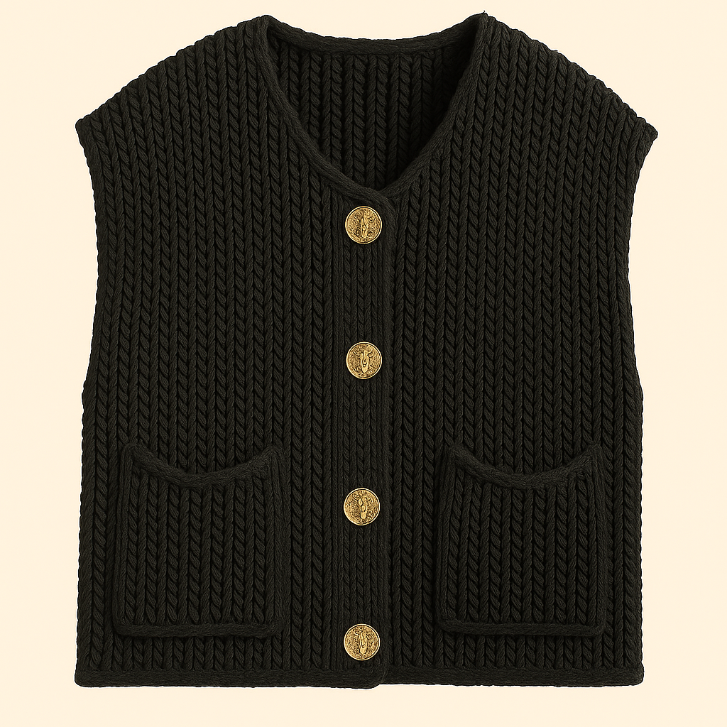 Gebreid Gilet met Knopen I Mathilde - Vanista