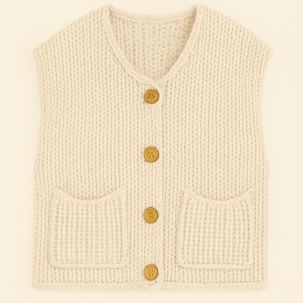 Gebreid Gilet met Knopen I Mathilde - Vanista