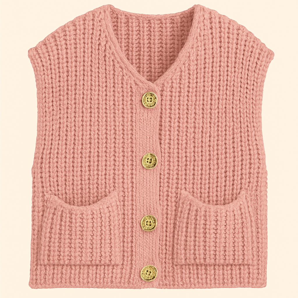 Gebreid Gilet met Knopen I Mathilde - Vanista