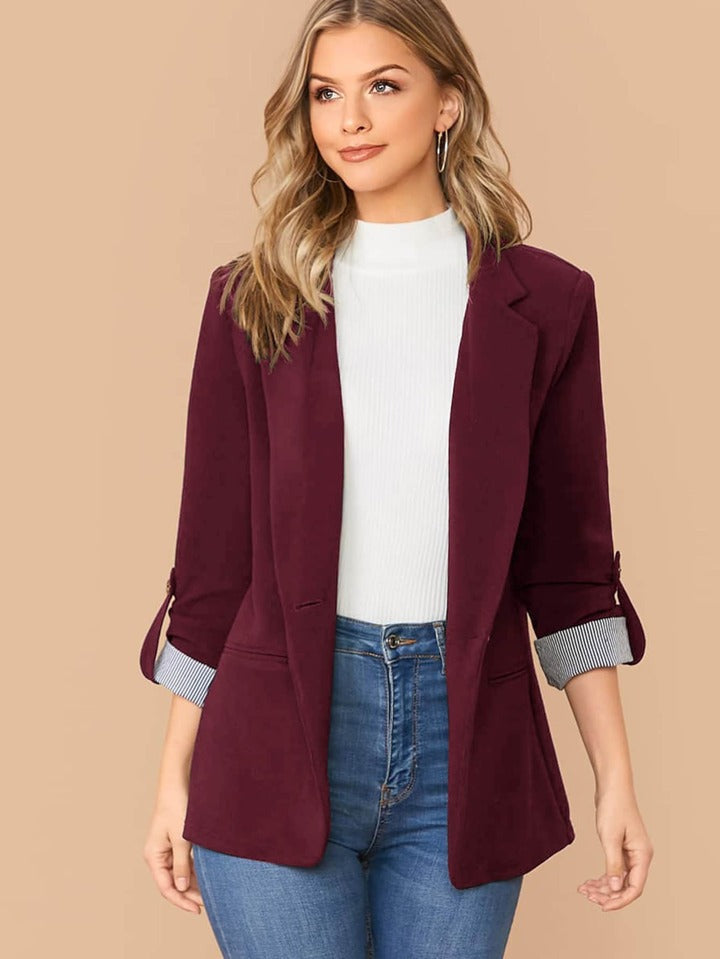 Moderne blazer dames — regular fit, oprolbare mouwen | Vanista - Vanista