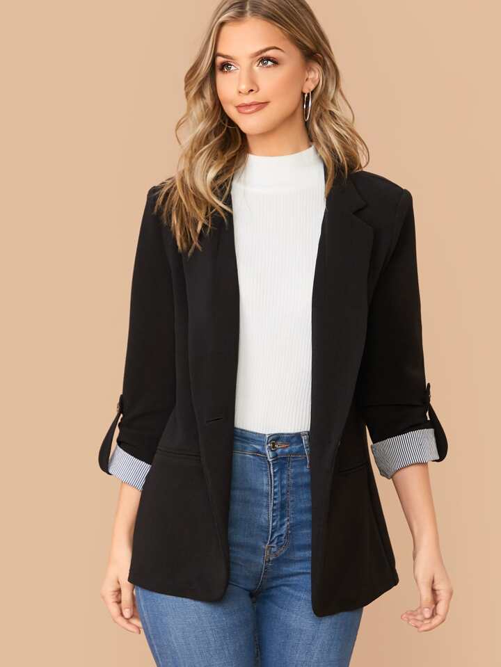 Moderne blazer dames — regular fit, oprolbare mouwen | Vanista - Vanista