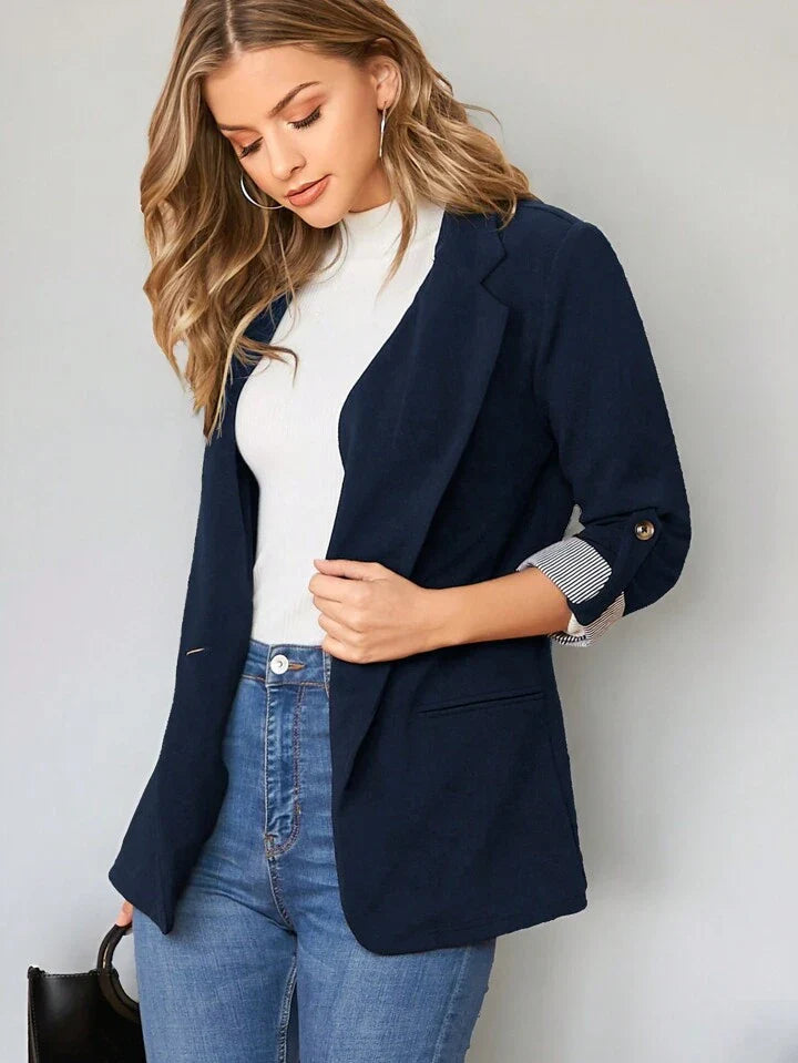 Moderne blazer dames — regular fit, oprolbare mouwen | Vanista - Vanista