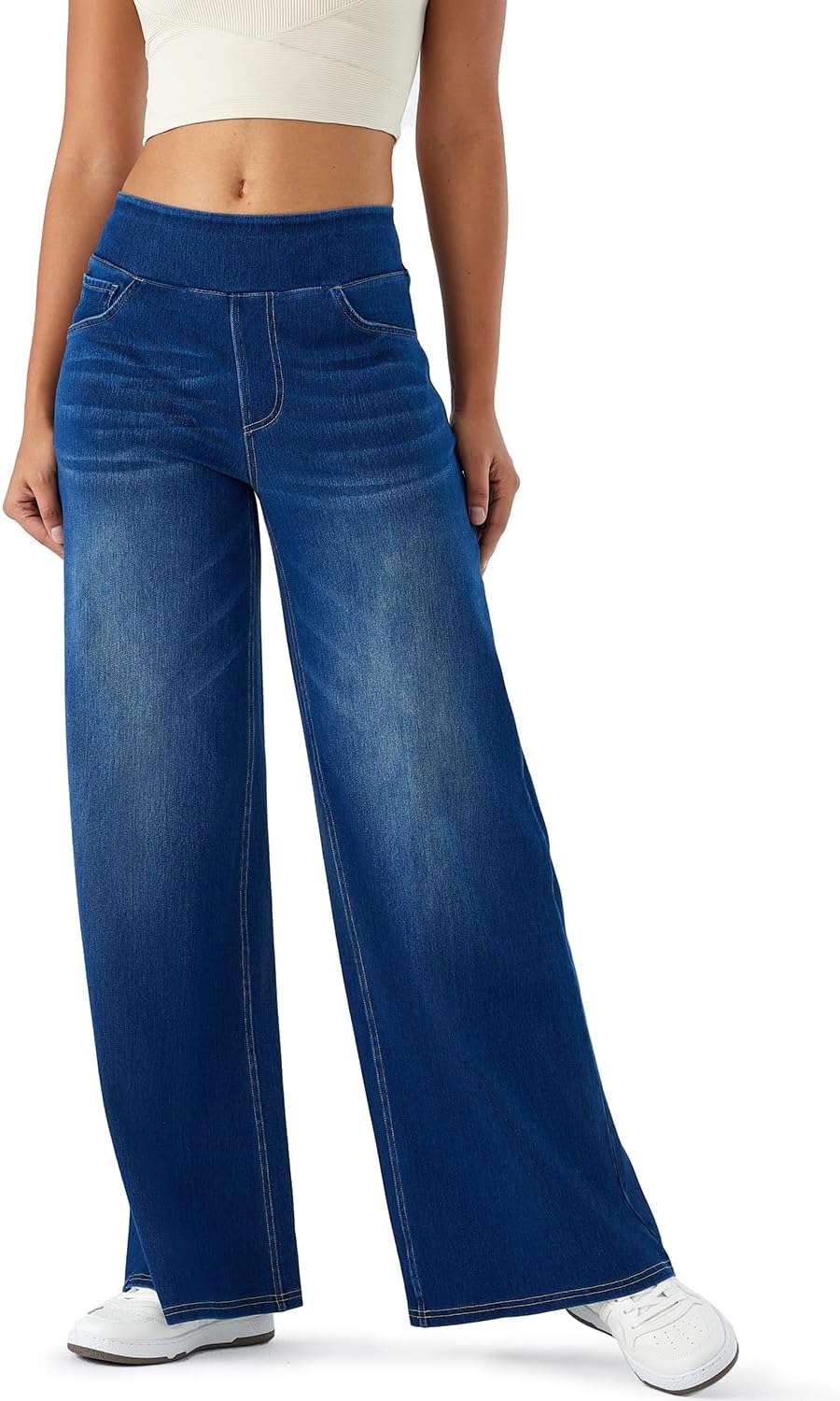 Stretch Jeans met hoge taille en wijde pijpen I Ena - Vanista