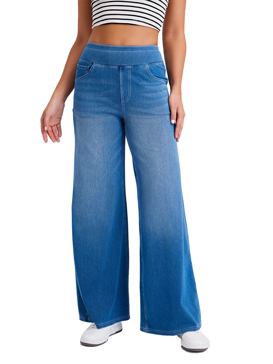 Stretch Jeans met hoge taille en wijde pijpen I Ena - Vanista