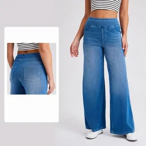 Stretch Jeans met hoge taille en wijde pijpen I Ena - Vanista