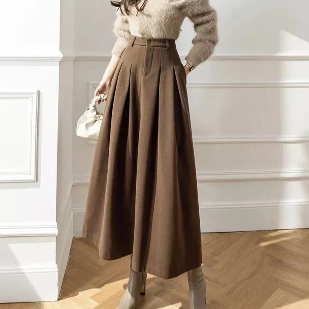de verfijnde beige maxi rok -Vanista