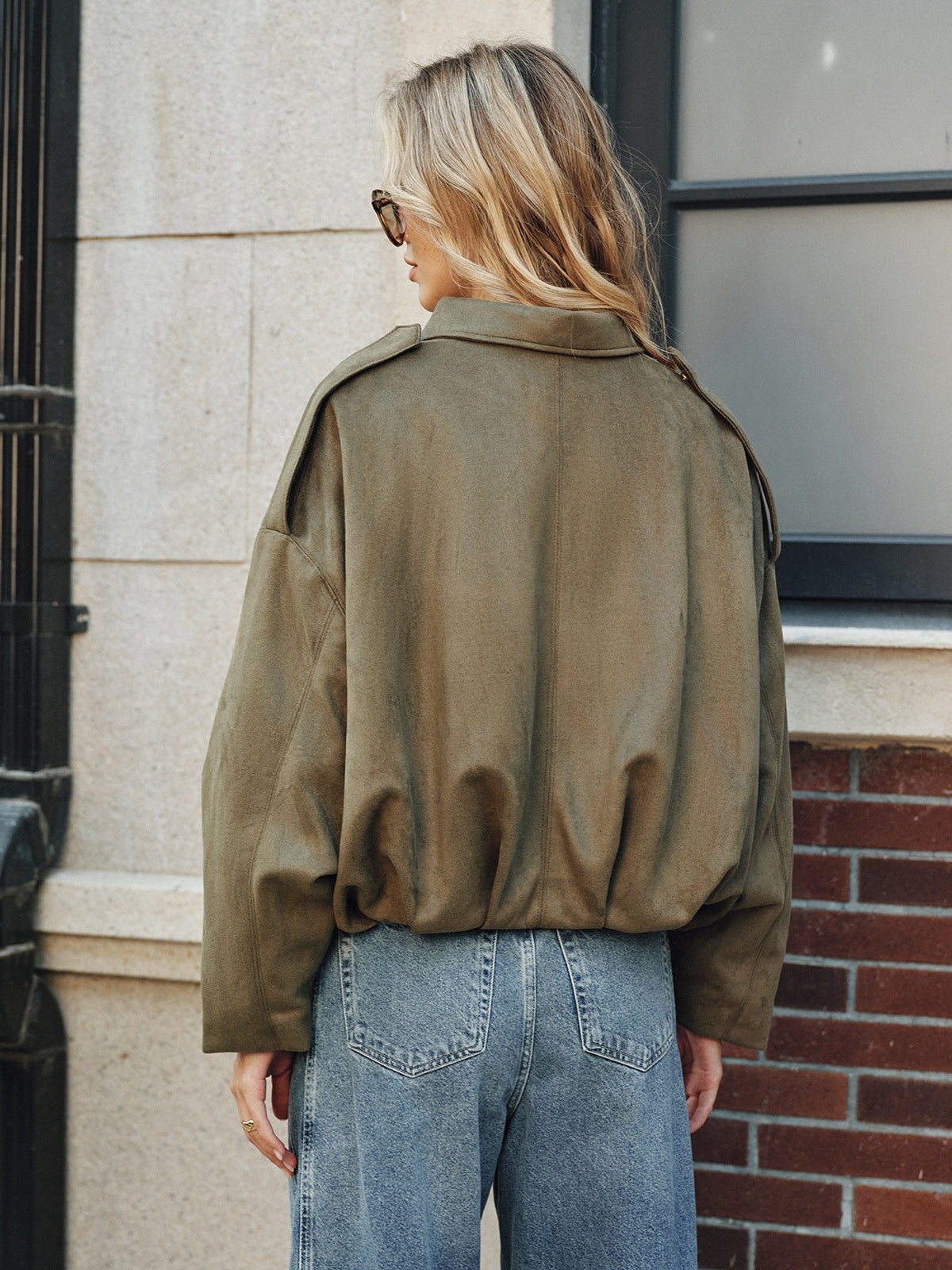 on-trend Suède Zip-Up Jas van Vanista