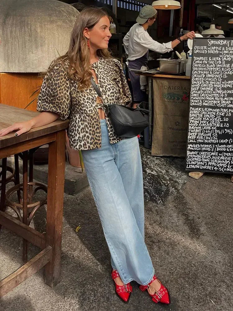 Barbara - Top Luipaard print