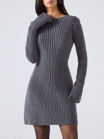 Geribbelde sweaterjurk — regular fit, licht rekbaar | Vanista - Vanista