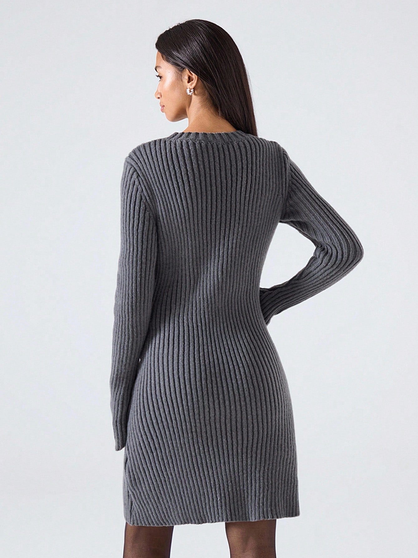 Geribbelde sweaterjurk — regular fit, licht rekbaar | Vanista - Vanista