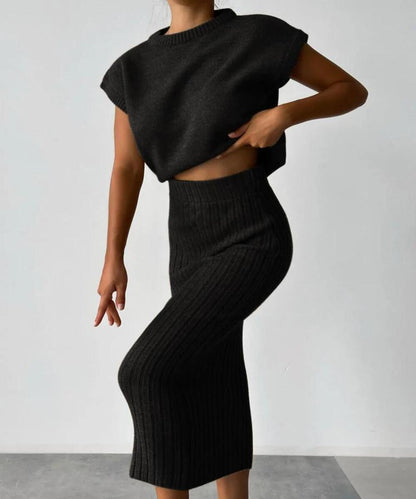 Clara Set | Gebreide Top en Midi-Rok