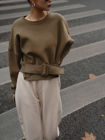 Cropped sweatshirt met vaste riem| Vanista - Vanista