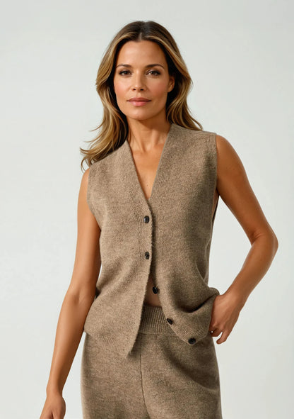 Driedelige dames set — vest, top & rechte broek | Vanista - Vanista