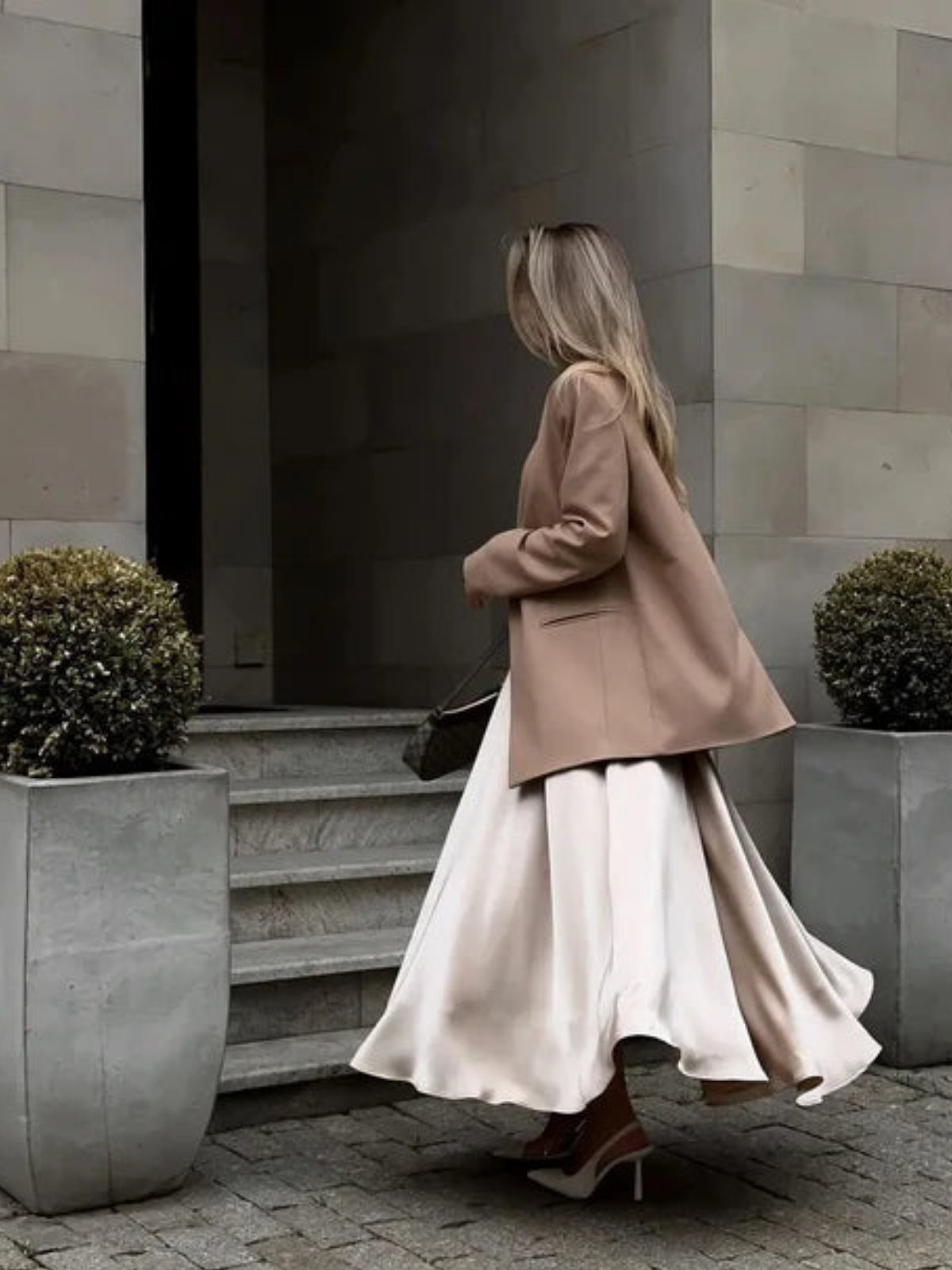 Satijnen Lange Rok Beige| Vanista - Vanista