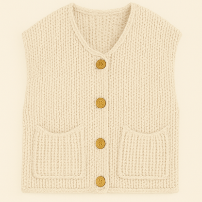 Gebreid Gilet met Knopen I Mathilde - Vanista