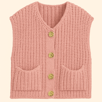 Gebreid Gilet met Knopen I Mathilde - Vanista