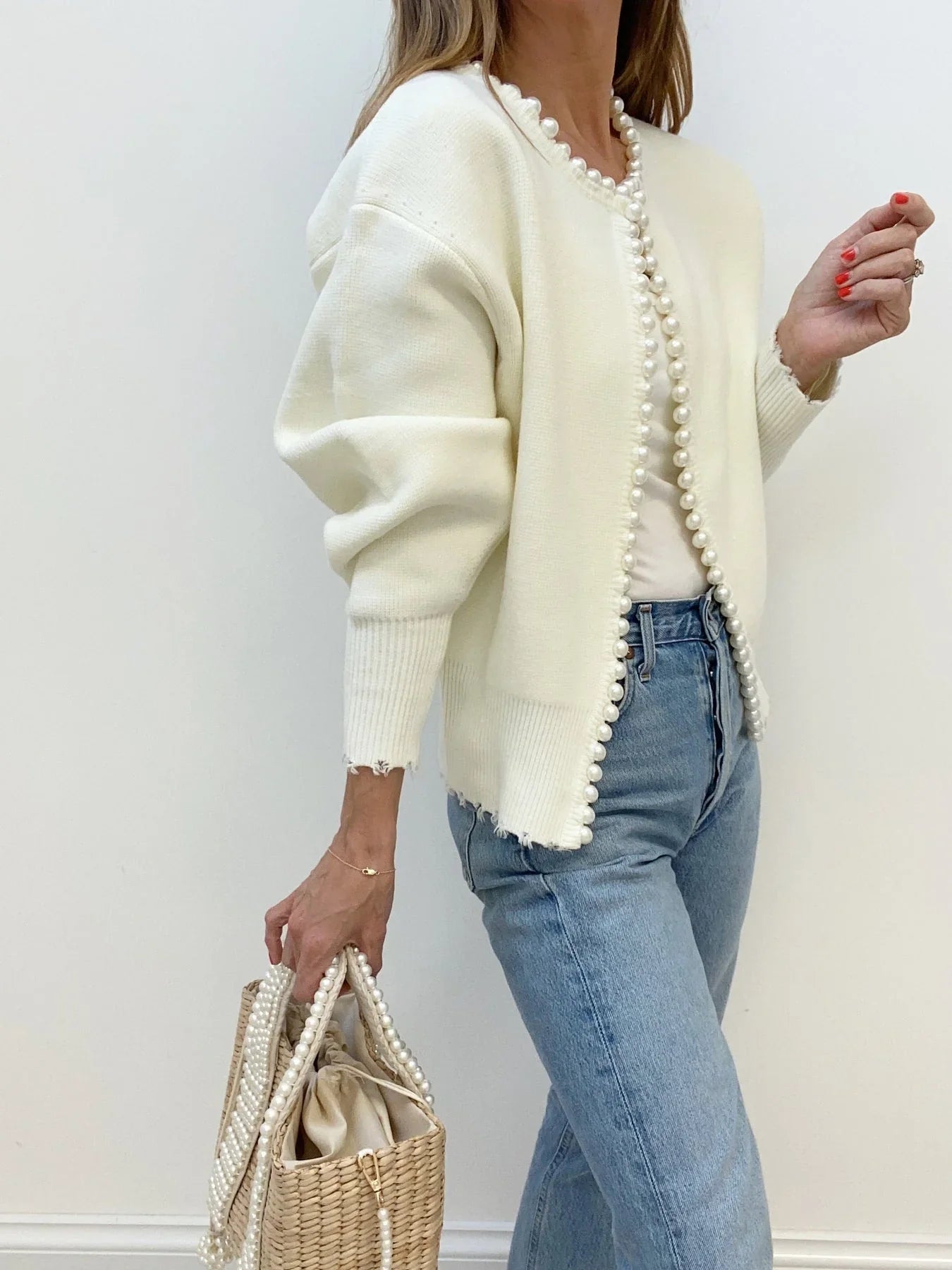 Gebreid vest met parels — chic | Vanista - Vanista