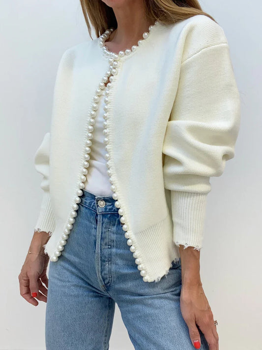 Gebreid vest met parels — chic | Vanista - Vanista