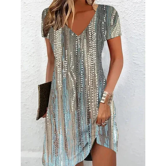 Hayle | Glitter midi jurk met V-hals in verschillende Kleuren