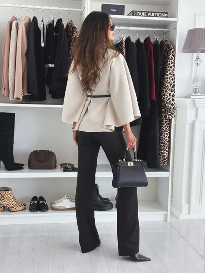 Elegante Jas voor Herfst met kraag en riem I WEA - Vanista
