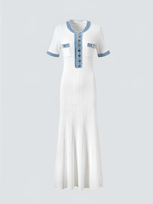 MAVI | Gebreide jurk met denim details