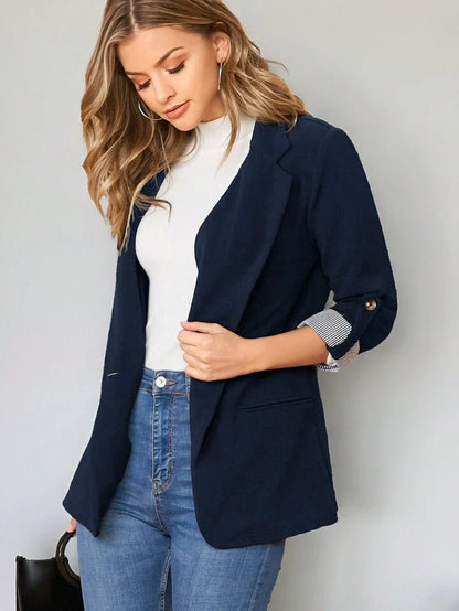 Moderne blazer dames — regular fit, oprolbare mouwen | Vanista - Vanista