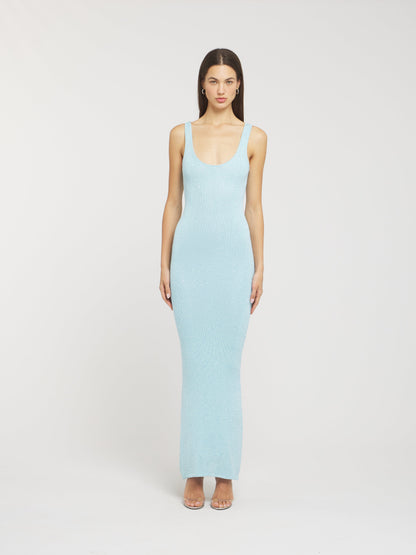 Nina | Blauwe Maxi jurk met glitter