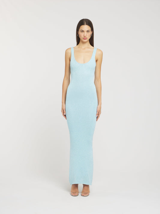 Nina | Blauwe Maxi jurk met glitter