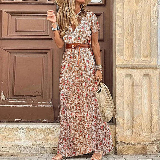 Nova - Luchtige Maxi Jurk met hoge split en print