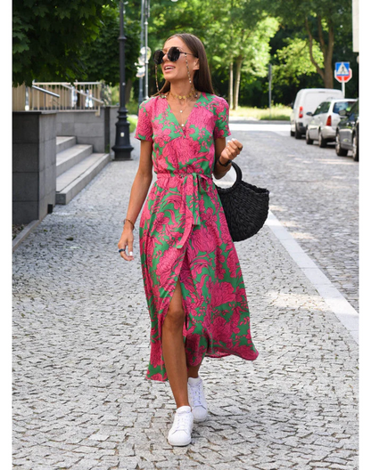 Pheline | Zomerdroom- Kleurrijke Elegante Jurk