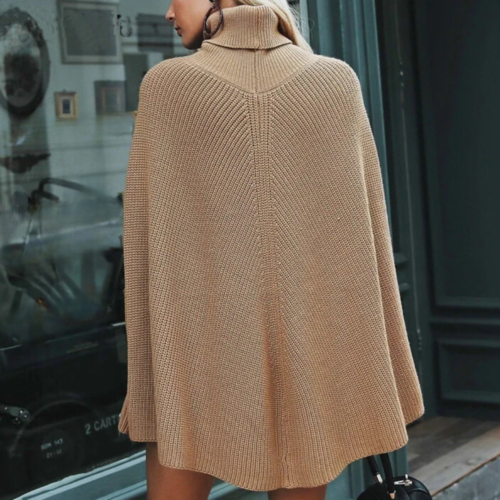 Gebreide Poncho met kolkraag voor Herfst I Vana - Vanista