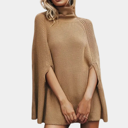 Gebreide Poncho met kolkraag voor Herfst I Vana - Vanista