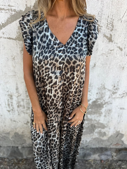 Sarah | Flatterende jurk met Luipaard print