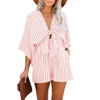 Serena - Luchtige en Trendy Gestreepte Playsuit