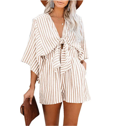 Serena - Luchtige en Trendy Gestreepte Playsuit