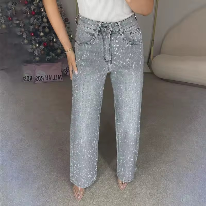 Trendy Sprankelende Jeans- Glamour