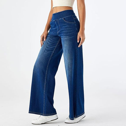 Stretch Jeans met hoge taille en wijde pijpen I Ena - Vanista