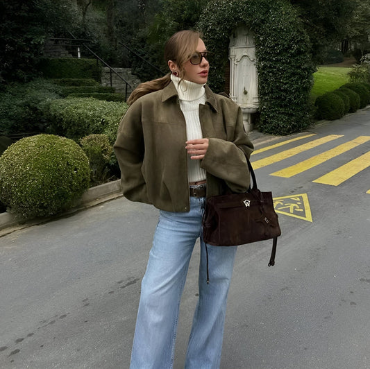 Trendy Suède Bomberjack - Tea - Vanista