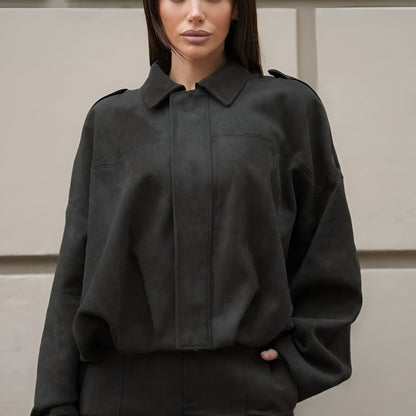 Trendy Suède Bomberjack - Tea - Vanista