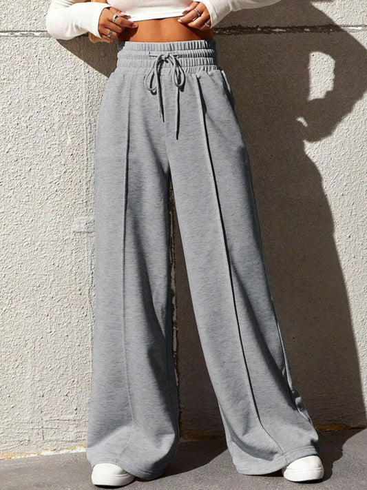 Wijde polyester broek met relaxte pasvorm en lichte stretch – Vanista