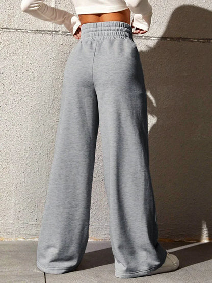 Wijde polyester broek met relaxte pasvorm en lichte stretch – Vanista