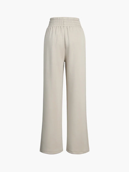 Wijde polyester broek met relaxte pasvorm en lichte stretch – Vanista