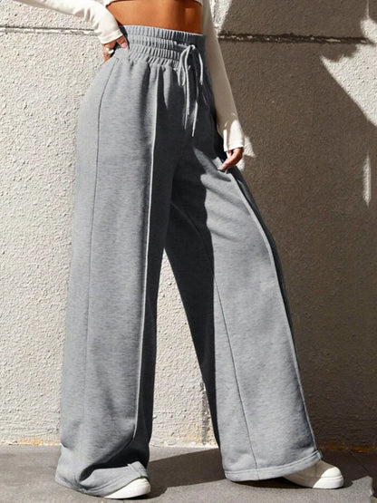 Wijde polyester broek met relaxte pasvorm en lichte stretch – Vanista