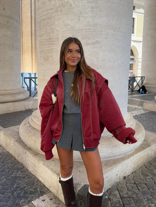 ANABEL | Oversized leren jas