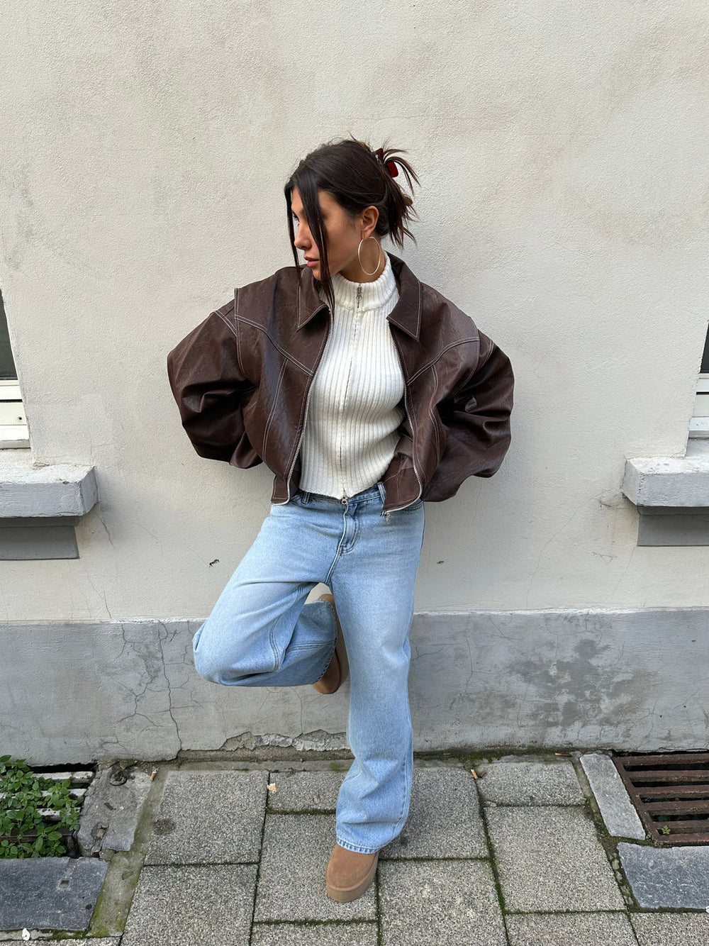 Oversized leren jas I ANABEL - Vanista