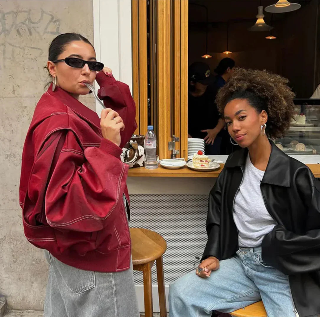 Oversized leren jas I ANABEL - Vanista