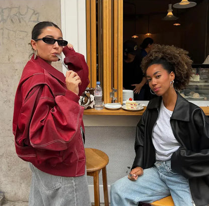 Oversized leren jas I ANABEL - Vanista