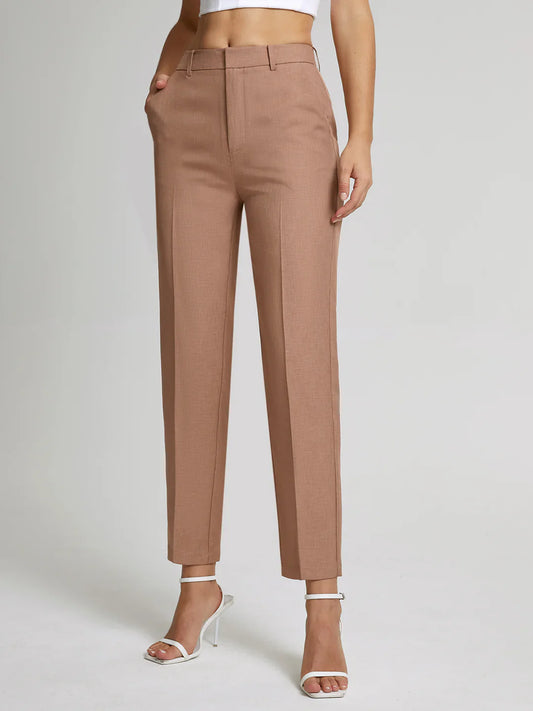 Dames getailleerde pantalon, enkellang — beige | Victoria - Vanista